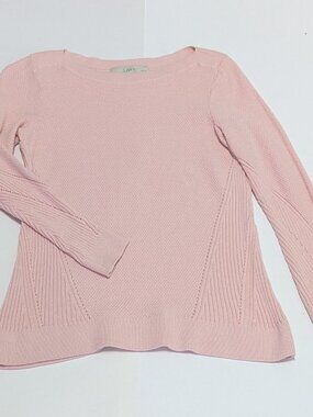 Ann Taylor Loft Women's Knit Long Sleeve Crew Neck Pink Sweater, Size SP